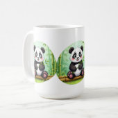 Cute Cartoon Panda on Bamboo Patch Koffiemok (Voorkant links)