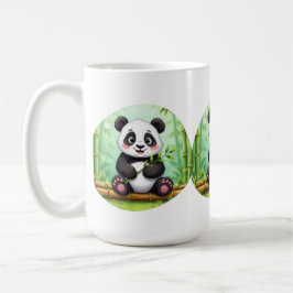 Cute Cartoon Panda on Bamboo Patch Koffiemok
