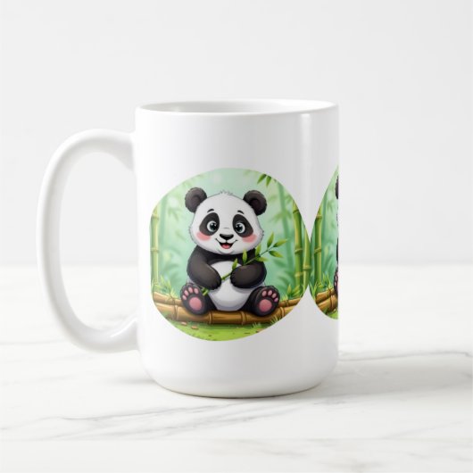 Cute Cartoon Panda on Bamboo Patch Koffiemok (Links)