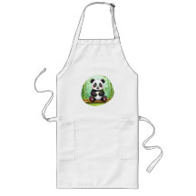 Cute Cartoon Panda on Bamboo Patch