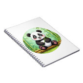Cute Cartoon Panda on Bamboo Patch Notitieboek (Rechterzijde)