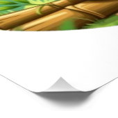 Cute Cartoon Panda on Bamboo Patch Perfect Poster (Hoek)