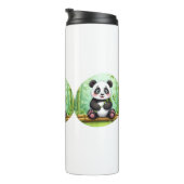 Cute Cartoon Panda on Bamboo Patch Thermosbeker (Geroteerd rechts)