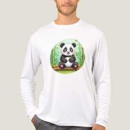 Cute Cartoon Panda on Bamboo Patch Tri-Blend Shirt