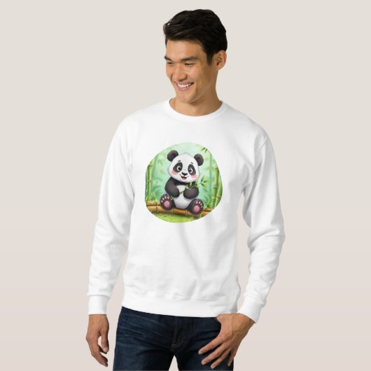 Cute Cartoon Panda on Bamboo Patch Trui (Voorkant volledig)