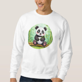 Cute Cartoon Panda on Bamboo Patch Trui