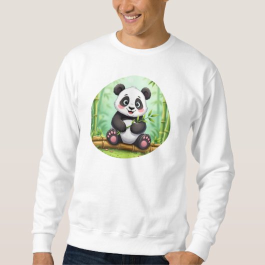 Cute Cartoon Panda on Bamboo Patch Trui (Voorkant)