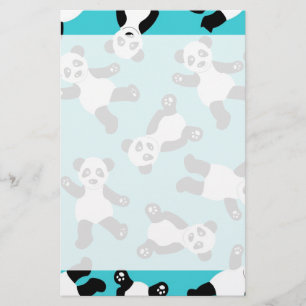 Cute Cartoon Panda Print - Blauw Briefpapier