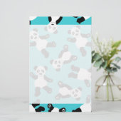 Cute Cartoon Panda Print - Blauw Briefpapier (Staand voorkant)