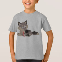 Cute Cartoon Pap Wolf en Pups Children T-Shirt