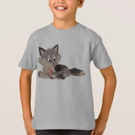 Cute Cartoon Pap Wolf en Pups Children T-Shirt