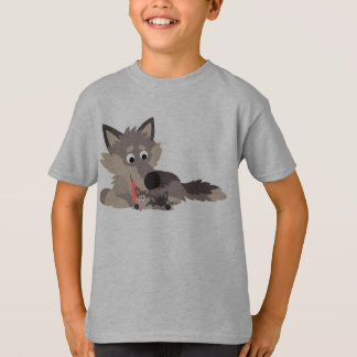 Cute Cartoon Pap Wolf en Pups Children T-Shirt