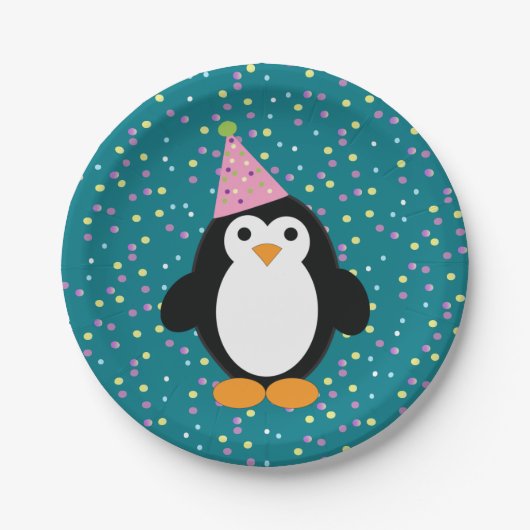 Cute Cartoon Party Penguin Papieren Bordje (Voorkant)