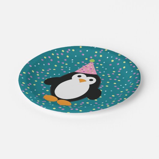 Cute Cartoon Party Penguin Papieren Bordje (Gekanteld)
