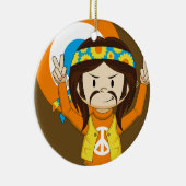 Cute Cartoon Peace Hippie Keramisch Ornament (Rechts)