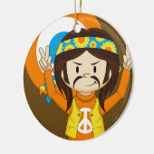 Cute Cartoon Peace Hippie Keramisch Ornament (Links)