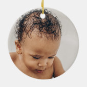 Cute Cartoon Penguin Baby's eerste kerstfoto Keramisch Ornament (Achterkant)