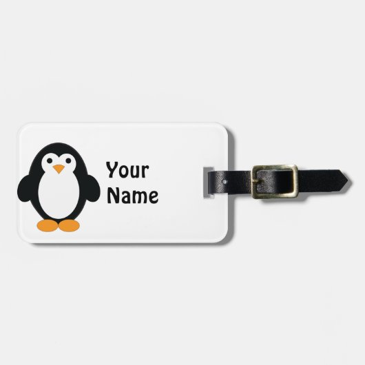 Cute Cartoon Penguin Bagagelabel (Voorkant horizontaal)
