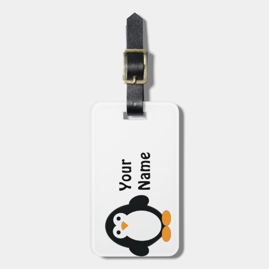 Cute Cartoon Penguin Bagagelabel (Voorkant verticaal)