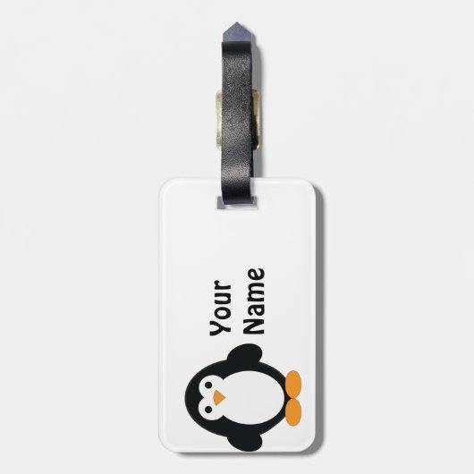 Cute Cartoon Penguin Bagagelabel (Achterkant verticaal)