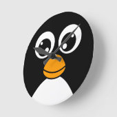 Cute Cartoon Penguin Black en White Ronde Klok (Hoek)