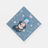 Cute Cartoon Penguin Blue Holidays Paper Napkin Servet (Hoek)