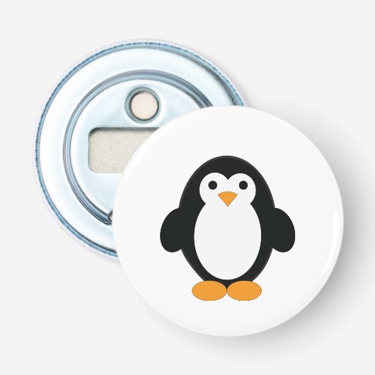 Cute Cartoon Penguin Button Flesopener (Voorkant)