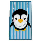 Cute Cartoon Penguin Design Blue Stripes Pattern Klein Cadeauzakje (Voorkant)