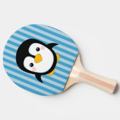 Cute Cartoon Penguin Design Blue Stripes Pattern Tafeltennisbatje (Zijkant)