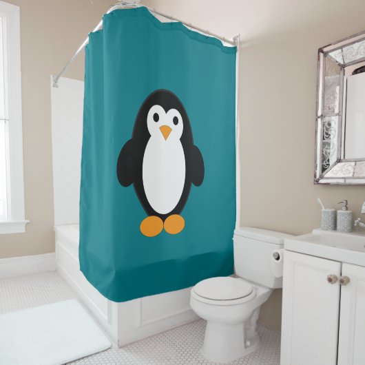Cute Cartoon Penguin Douchegordijn (In situ)