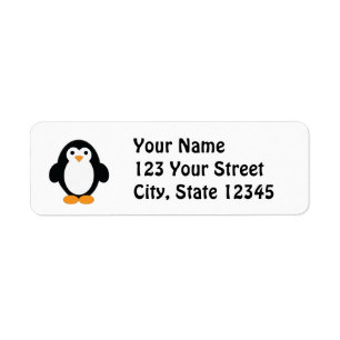 Cute Cartoon Penguin Etiket