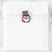 Cute Cartoon Penguin Family Merry Kerstmis Ronde Sticker (Tas)