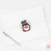 Cute Cartoon Penguin Family Merry Kerstmis Ronde Sticker (Envelop)