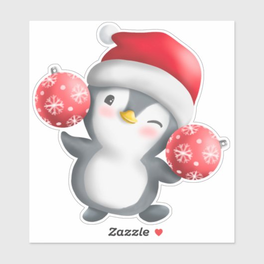 Cute Cartoon Penguin Kerst sticker (Vel)