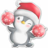 Cute Cartoon Penguin Kerst sticker (Voorkant)