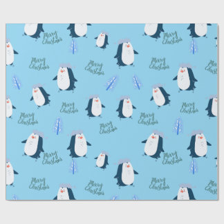 Cute Cartoon Penguin Merry Christmas  Cadeaupapier