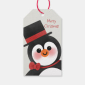 Cute Cartoon Penguin Merry Kerstfeestdag Cadeaulabel (Achterkant)