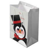 Cute Cartoon Penguin Merry Kerstfeestdag Medium Cadeauzakje (Voorkant Gekanteld)
