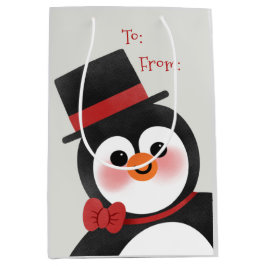 Cute Cartoon Penguin Merry Kerstfeestdag Medium Cadeauzakje