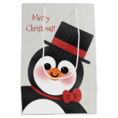 Cute Cartoon Penguin Merry Kerstfeestdag Medium Cadeauzakje (Achterkant)