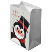 Cute Cartoon Penguin Merry Kerstfeestdag Medium Cadeauzakje (Achterkant Gekanteld)