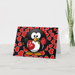 Cute Cartoon Penguin met Valentijn Gifts Feestdagen Kaart