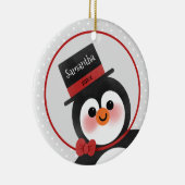 Cute Cartoon Penguin Persoonlijke foto Keramisch Ornament (Rechts)