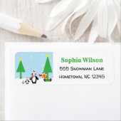 Cute Cartoon Penguin Reindeer Fun Winter Etiket (Insitu)