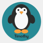 Cute Cartoon Penguin Ronde Sticker (Voorkant)