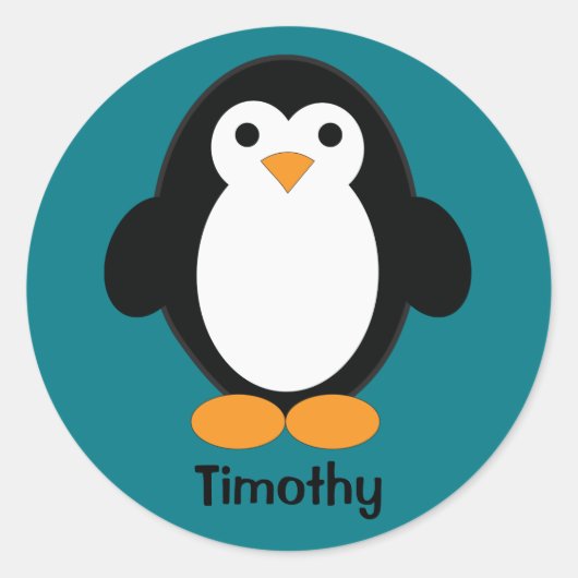 Cute Cartoon Penguin Ronde Sticker (Voorkant)
