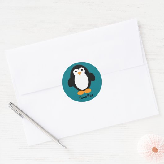 Cute Cartoon Penguin Ronde Sticker (Envelop)
