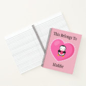Cute Cartoon Penguin w/Hearts Notitieboek (Binnen)