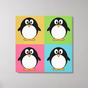 Cute Cartoon Penguins Canvas Afdruk