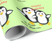Cute Cartoon Penguins Gift Wrap Paper Cadeaupapier (Rol Hoek)
